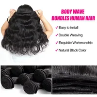 Extensions de Cheveux Humains Naturels Noirs Brésiliens Ondulés, Non Traités, Remy, Tissages Épais et Doux, Longueurs de 10 à 40 Pouces 5