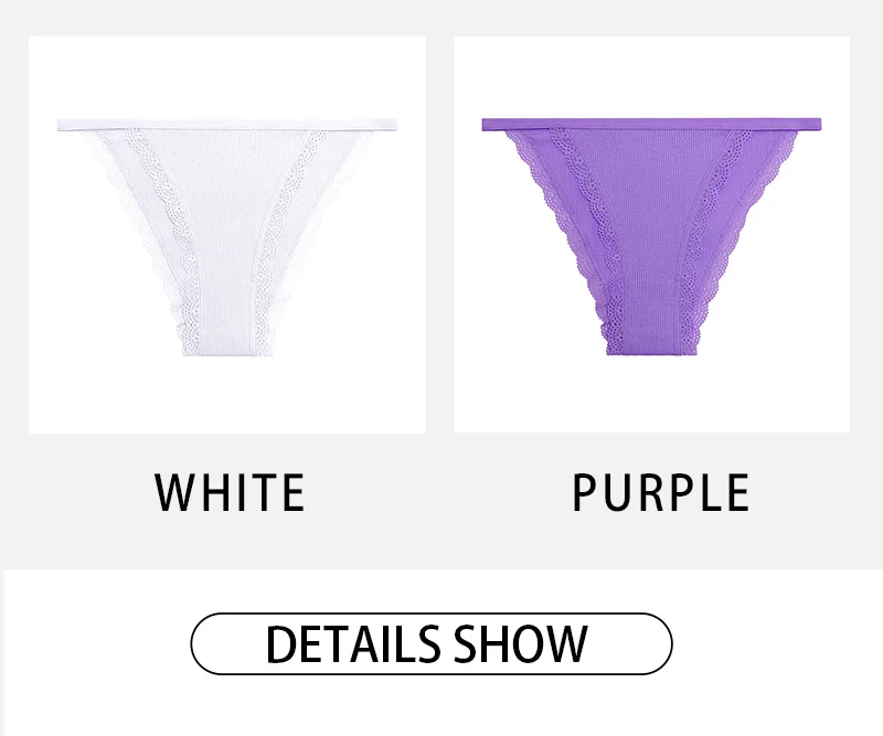 Cotton Lace Briefs Set - Womens Comfortable Underwear 3 Pcs S-XL