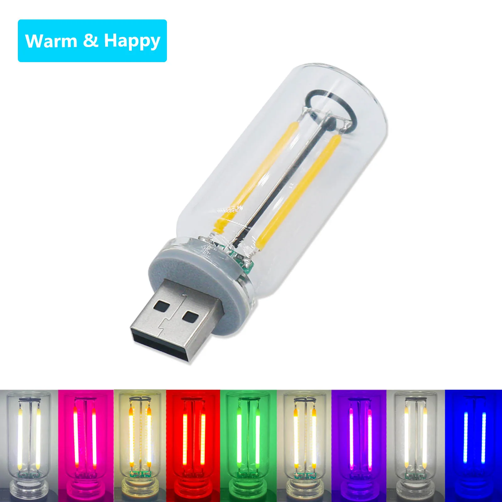 USB 디밍 터치 광원 LED 레트로 에디슨 전구, 모바일 전원 야간 조명, 침대 옆 조명, 컴퓨터 조명, 0.3W DC5V
