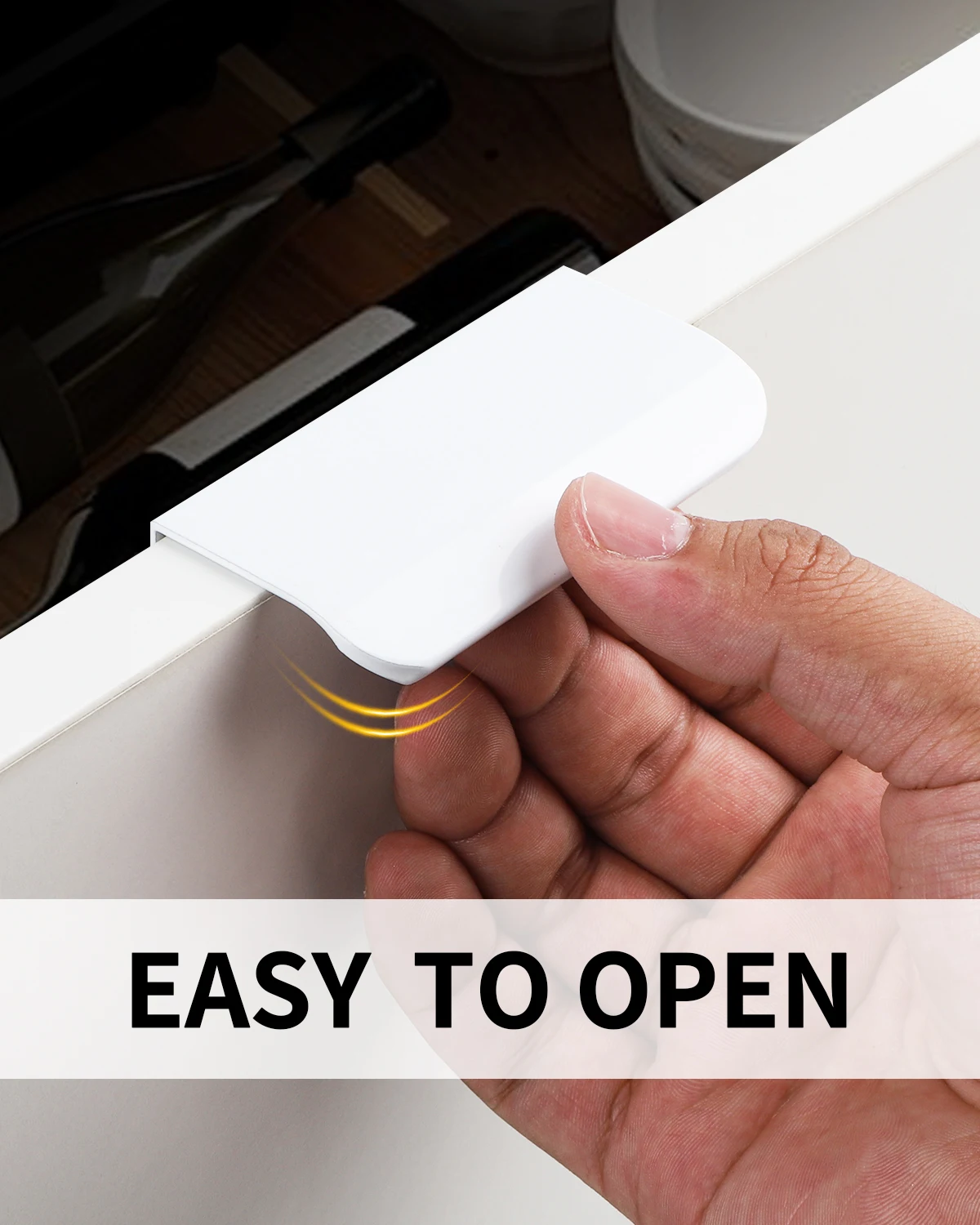 Drawer Self Adhesive Knob Silvery Stick on Handles Concealed Cabinet Handles Drawer Edge pulls Kitchen Fingerpulls