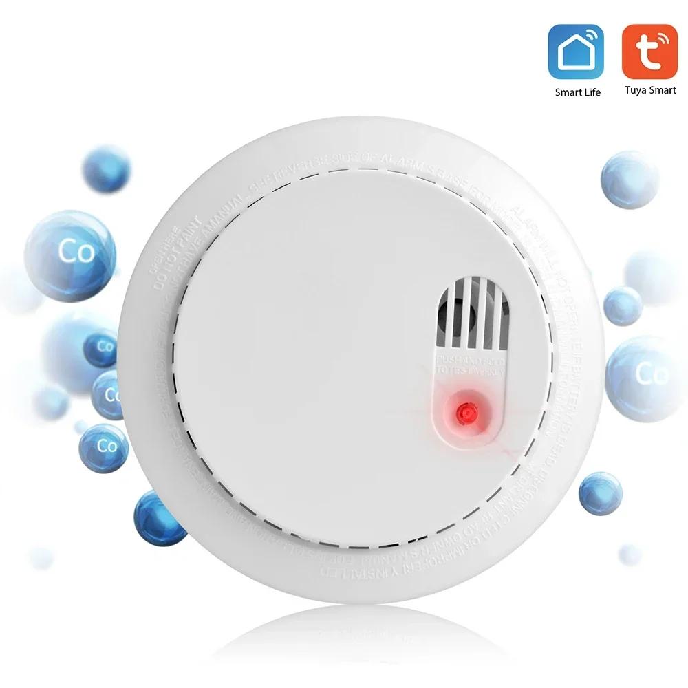 Wifi Carbon Monoxide Detector Wifi Smoke Sensor Security Alarm System 85dB Sound Warning With SmartLife Tuya APP Remote Control