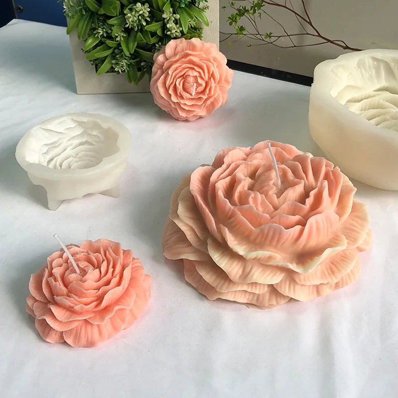 Different Flower Candle Moulds Tulip Cherry Blossoms Peony Rose Scented Candle  Silicone Mold Handmade Soap Lotus