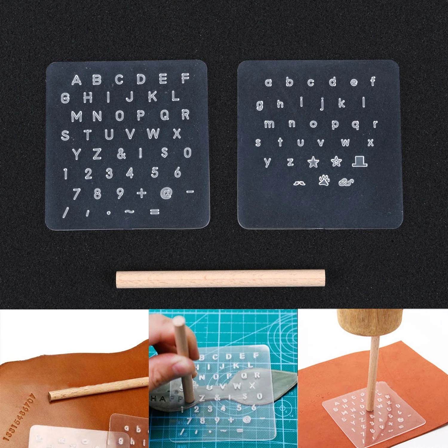 3 Pcs Leather Stamping Capital Lowercase Alphabet Numbers Stamp Set Plastic Letter Name Tools For Leather Paper Rubber