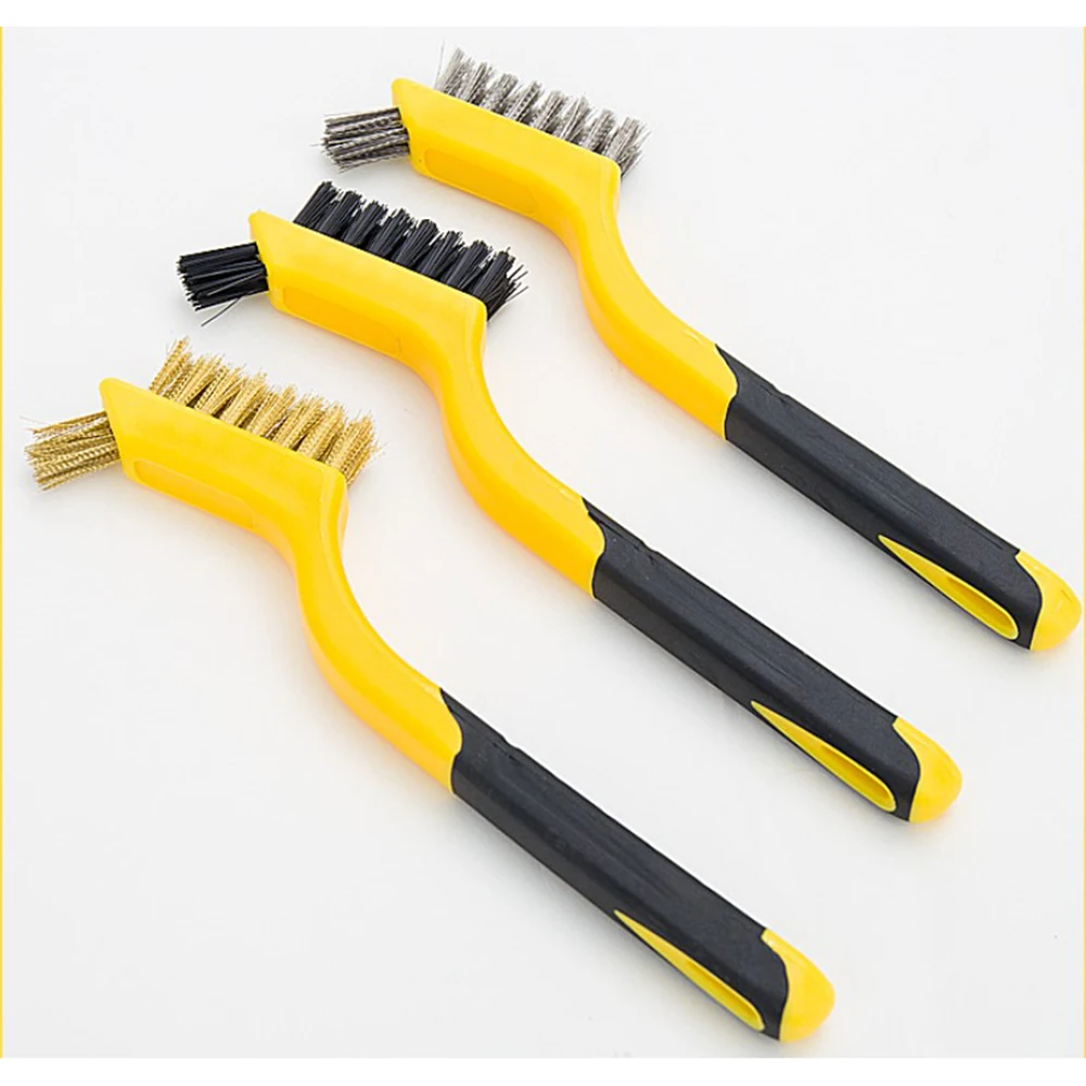 

Mini Wire Brush Brass Nylon & Stainless Steel Brushes Rust Remover Metal Clean Polishing Hand Cleaning Manual Tools