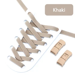 Enhanced Press Lock Elastic No-Tie Shoelaces (8mm Flat) (Khaki)