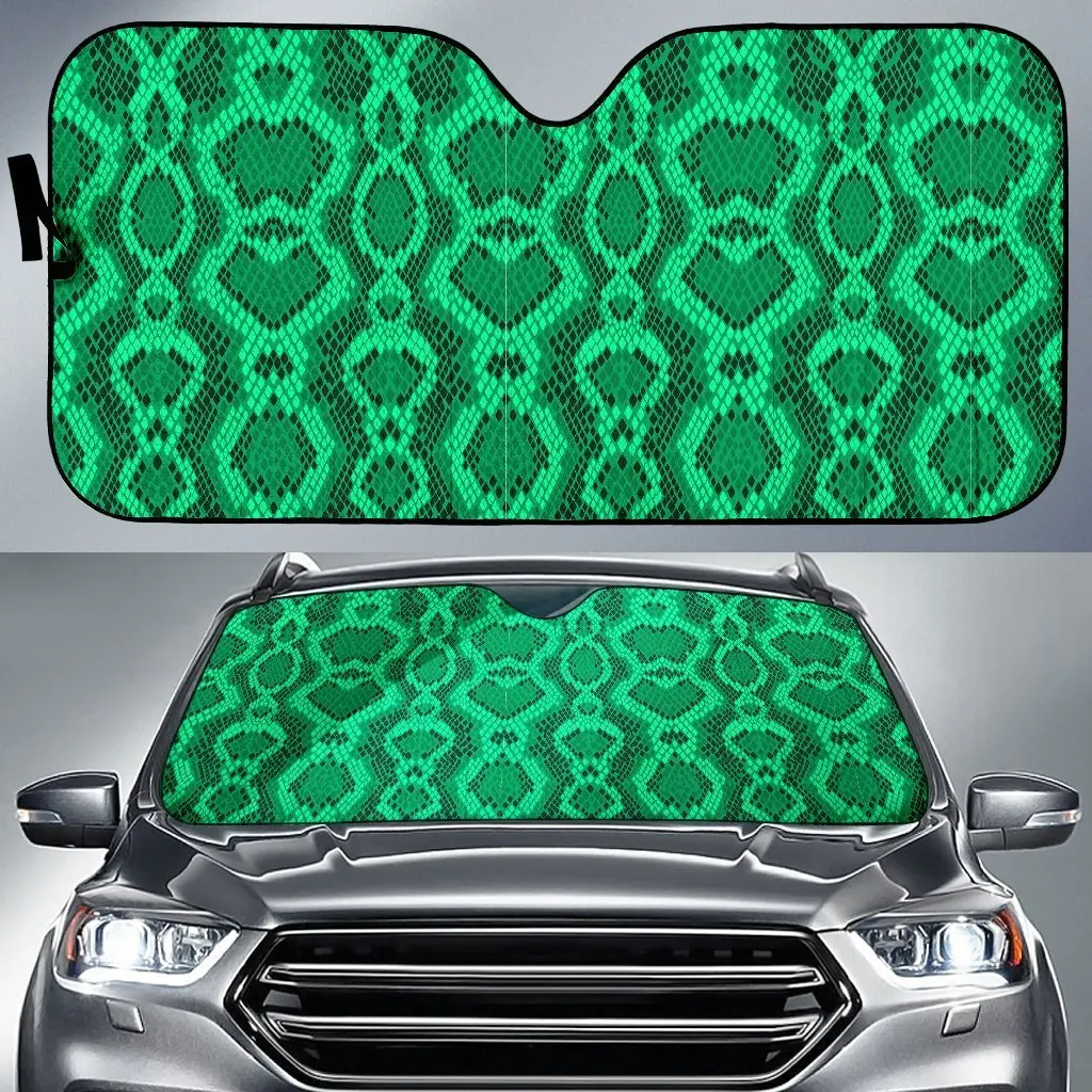 

Green Snakeskin Python Skin Pattern Print Auto Sun Shade Car Windshield Window Cover Sunshade