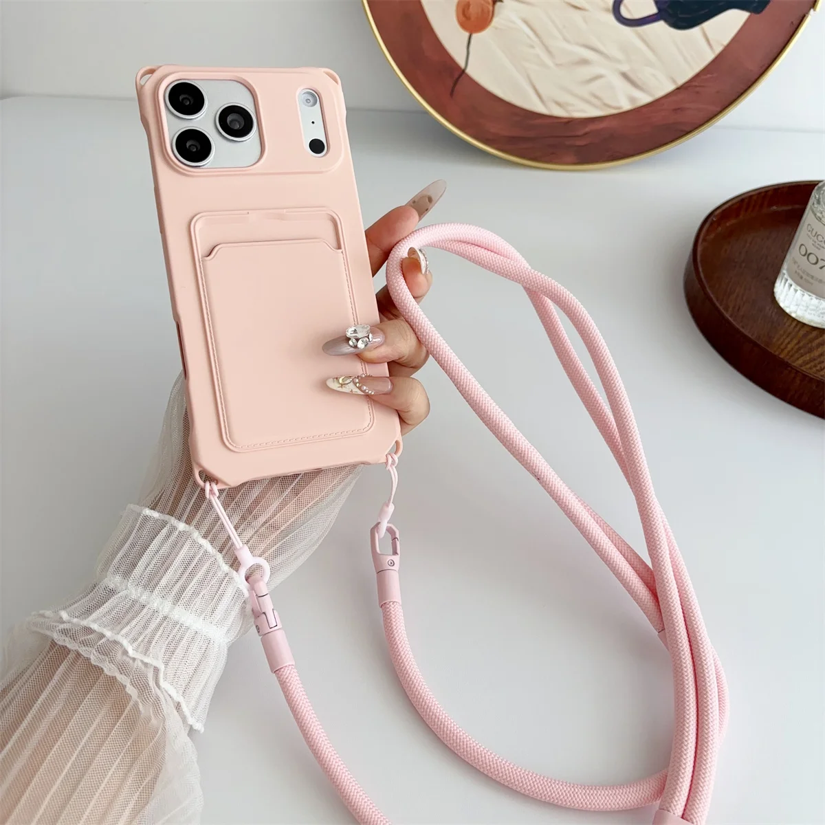 Soft Silicone Crossbody Phone Case with Strap and Card Holder