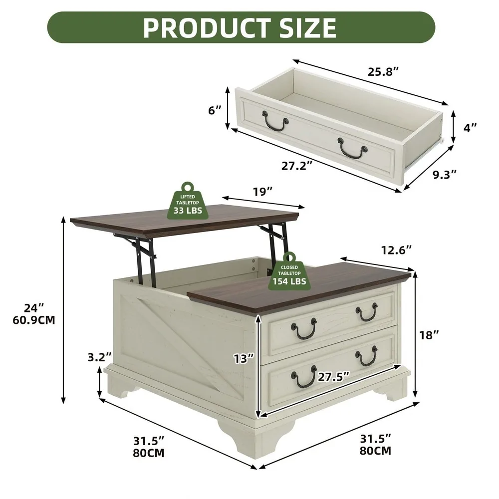 Square Lift-Top Coffee Table 4