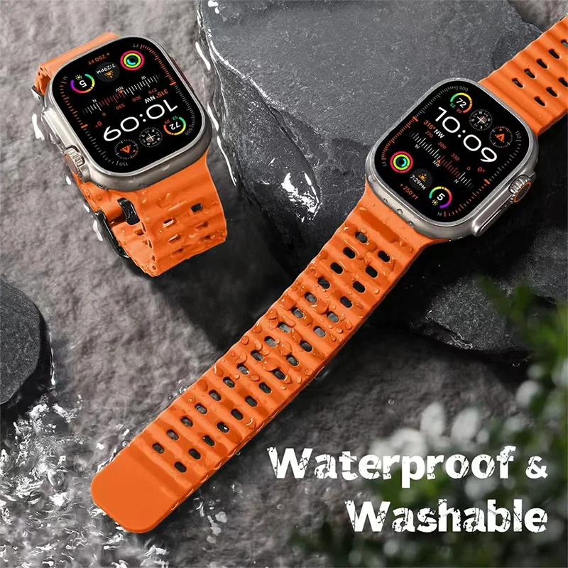 Ocean Straps für Apple Watch 11 Band 46 mm 45 mm 44 mm 49 mm 42 mm 40 mm Silikonarmband iWatch Serie 10 9 8 7 6 5 SE Ultra 3 Bänder