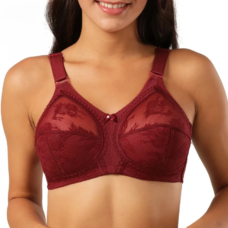 

Women Underwear Push Up Sexy Lace Lingerie Unlined Wire Free Full Coverage Ultra Thin Wireless Adjusted-straps Bras Large Size