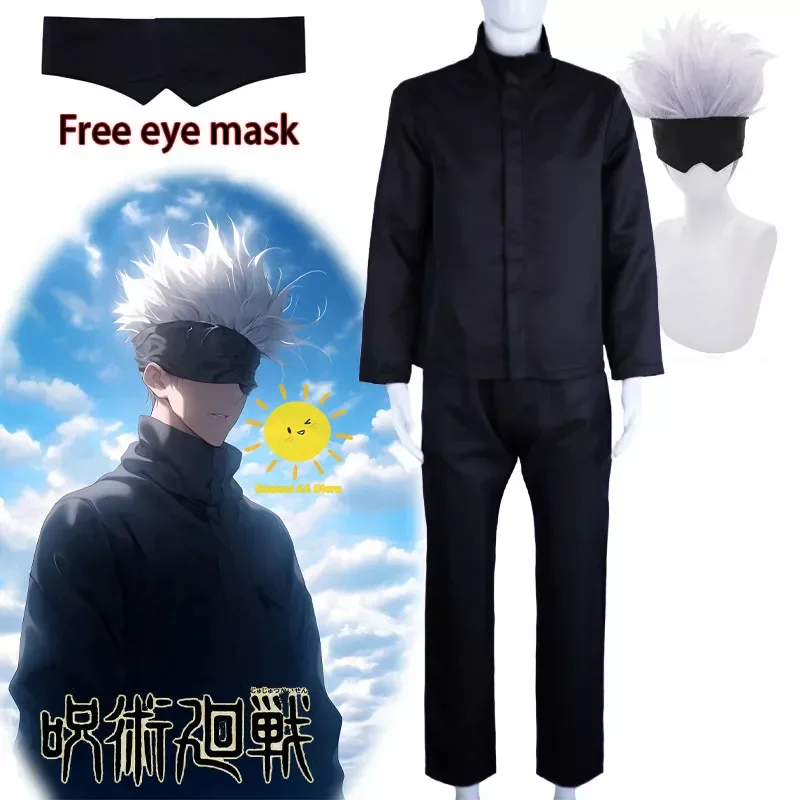 

Anime Gojo Satoru Cosplay Jujutsu Kaisen Cosplay Costumes Uniform Tops Pants Eye Patch Gojo Satoru Wig Halloween Party Men Cos