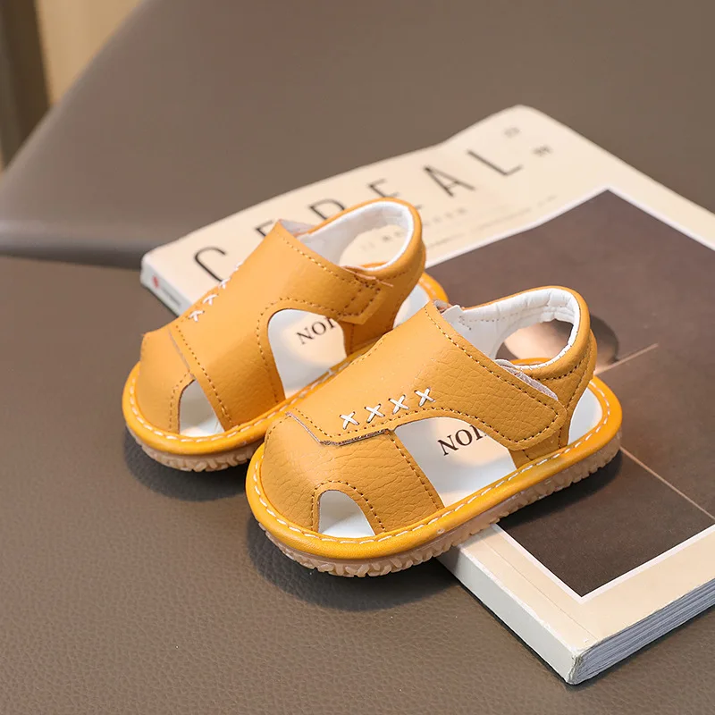 Summer Children Shoes Boys Soft Sole Beach Shoes Male Baby Cover-toe Anti-kick Children's Sandals Summer Girls Sandals Size15-19 3
