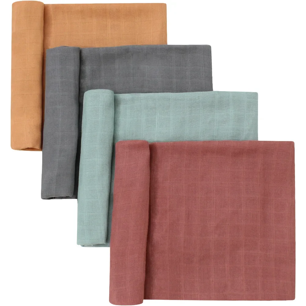 60x60cm Muslin Squares Bamboo Baby Blanket Bibs Newborn Solid Bandana HandKerchief Infant Swaddle Wrap Burp Cloth Towel Scarf 5