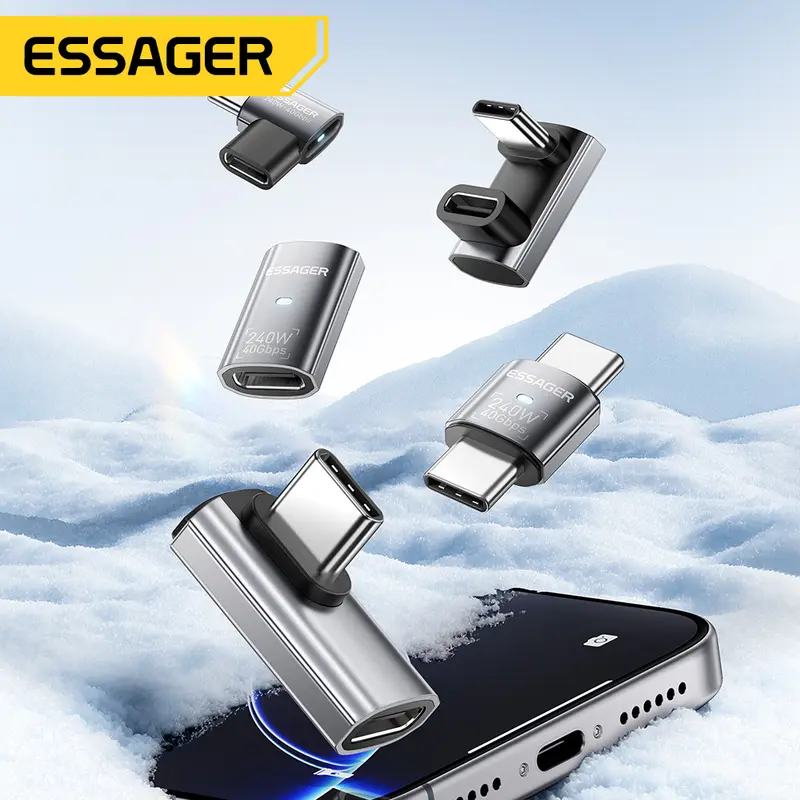 Essager USB4.0 40Gbps OTG Adapter 240W Fast Charging Converter 90 Degree USB Type C Data Adapter For Phone Macbook Laptop 8K60Hz - Image 2