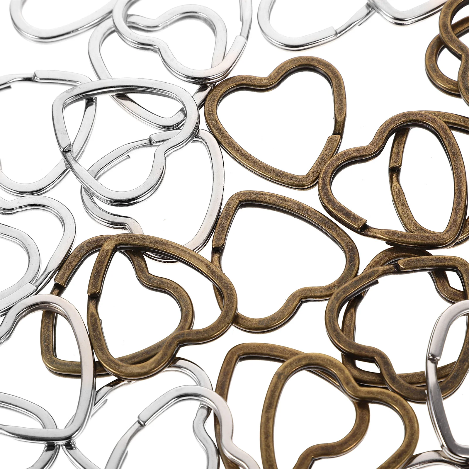 40Pcs Retro Style Heart Shape Key Rings Handcrafted Split Rings