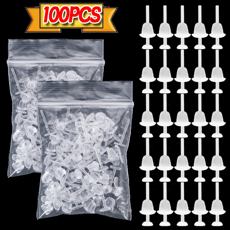 300PCS Transparente Ohrringe Kunststoff Ohrstöpfe für Frauen Männer Anti-Allergie Unsichtbarer Ohrring für Ohrloch Blockade Schmuck Makes – Detail 2