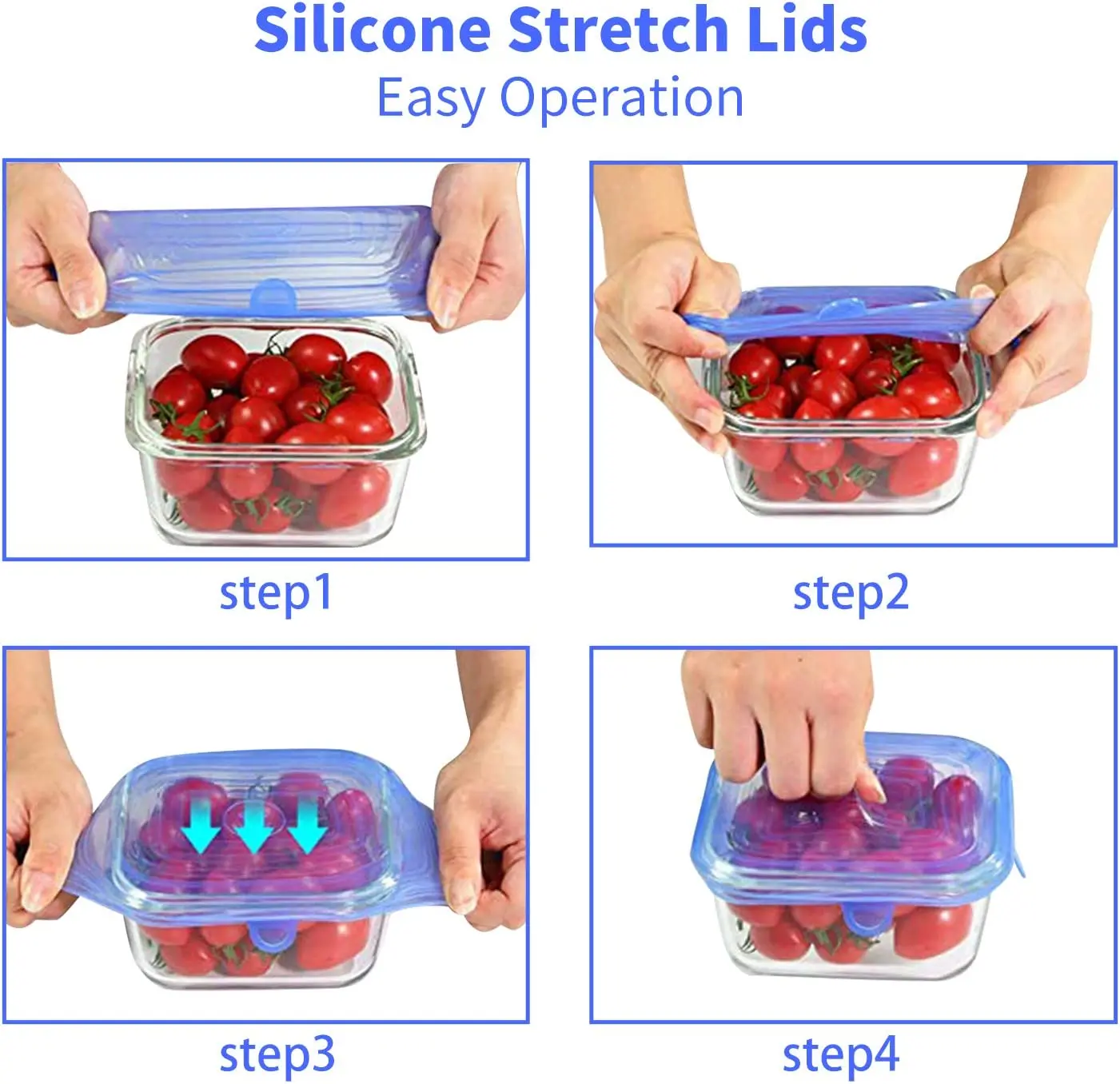 Description Picture 5 of itemSilicone Stretch Lids Bowl Covers Fresh-keeping Lids Apply to Food Container, for Freezer & Microwave