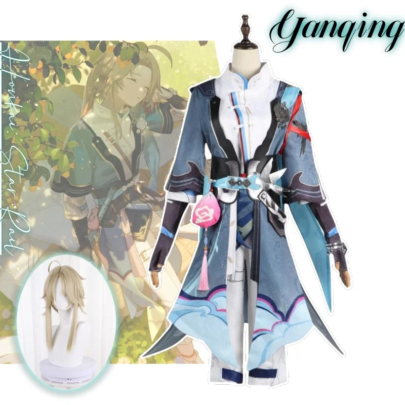 

Yanqing Anime Game Honkai: Star Rail Cosplay Costume Clothes Wig Uniform Cosplay Xianzhou Alliance Halloween Party Set Yanqing