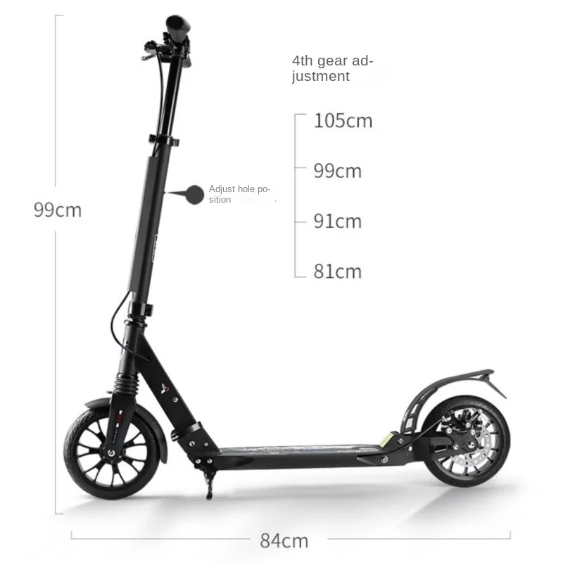 ZHIO Aluminum Alloy Two-wheel Shock-absorbing Adult Scooter One-second Folding Children's Scooter Youth Shock-absorbing
