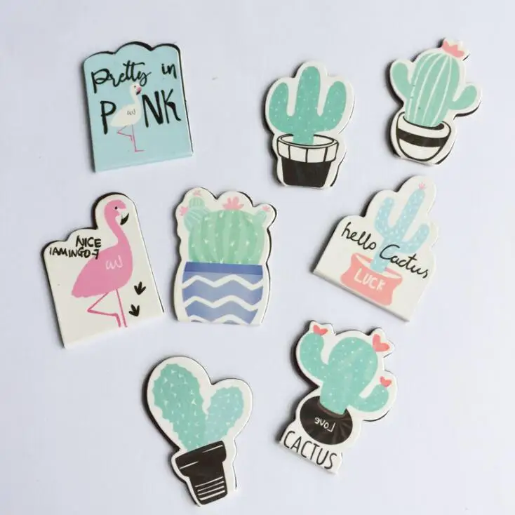 4 pcs/pack Cactus Plants Flamingo Magnet Bookmark Paper Clip School Office Supply Escolar Papelaria Gift Stationery