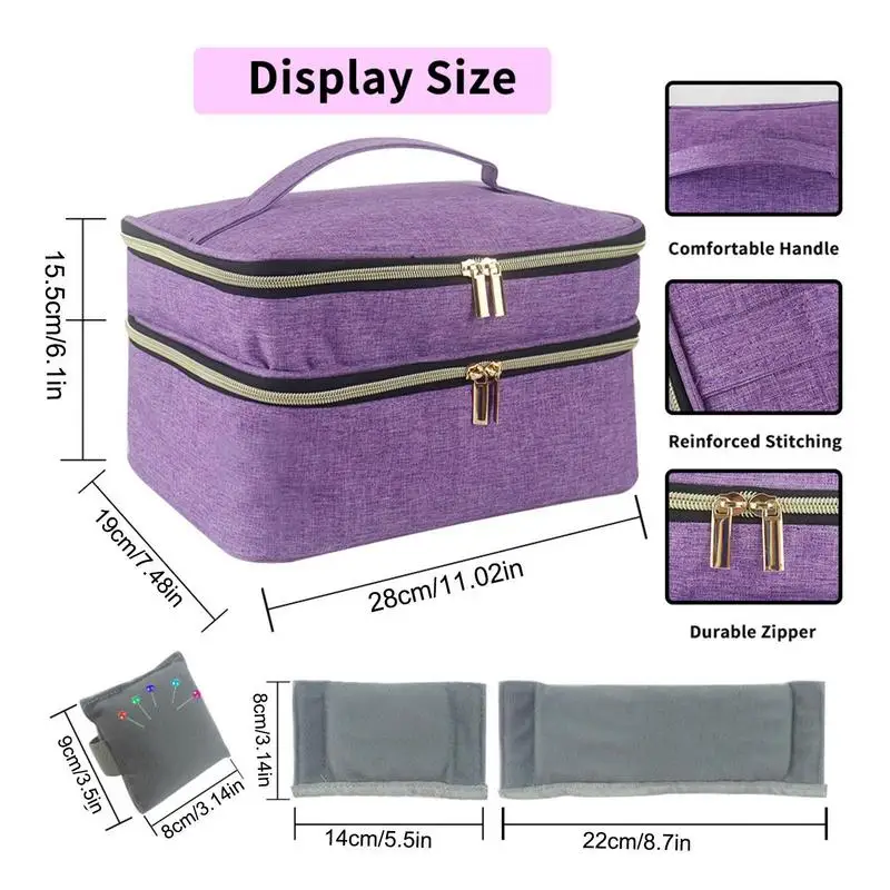 Sewing Storage Box Sewing Accessories Sewing Storage Case Sewing Supplies Storage Bag Double-Layer Box Thread Tools Travel Carring Box Case