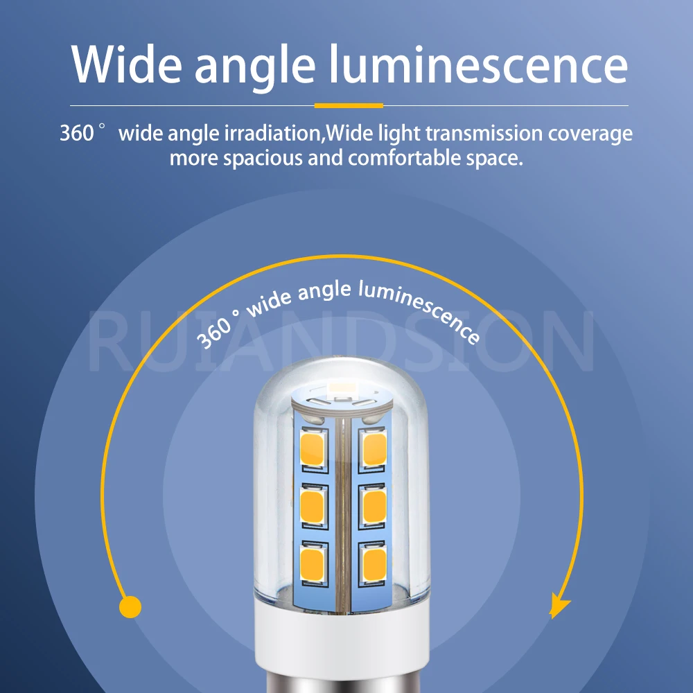 Ruiandsion E17 LED Bulb AC 110V-130V Warm White 2835 13SMD LED Clear Bulb for Refrigerator Freezer Ceiling Home Lighting Lamp 2W