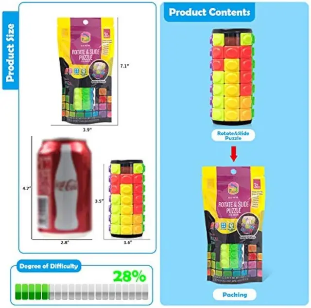 7 Layers Cylinder Cube Corn Shape 3D Magic Tower Develop Intelligence with Magic Cube Decompression Toy DIY Cylindrical Puzzle 5