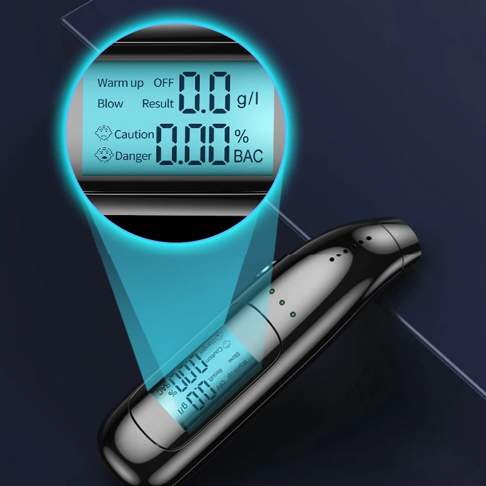 Alcohol Tester Professional Breathalyzer with Digital LCD Screen 3 Color Indicator Portable