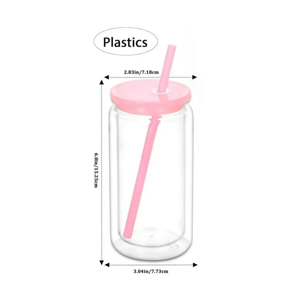 Gift 16oz Capacity Mason Jar Cups Reusable Double Layers Water Bottles Break-Resistant Snow Globe Tumbler Holiday Gifts