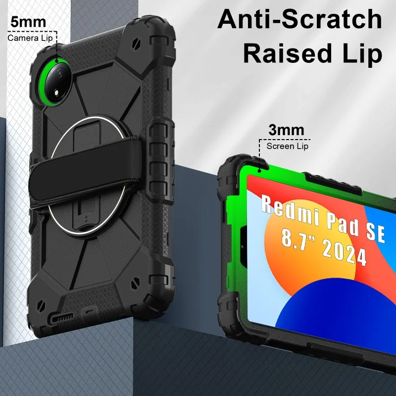 Premium 360 Rotating Shockproof Tablet Case with Stand and Handle