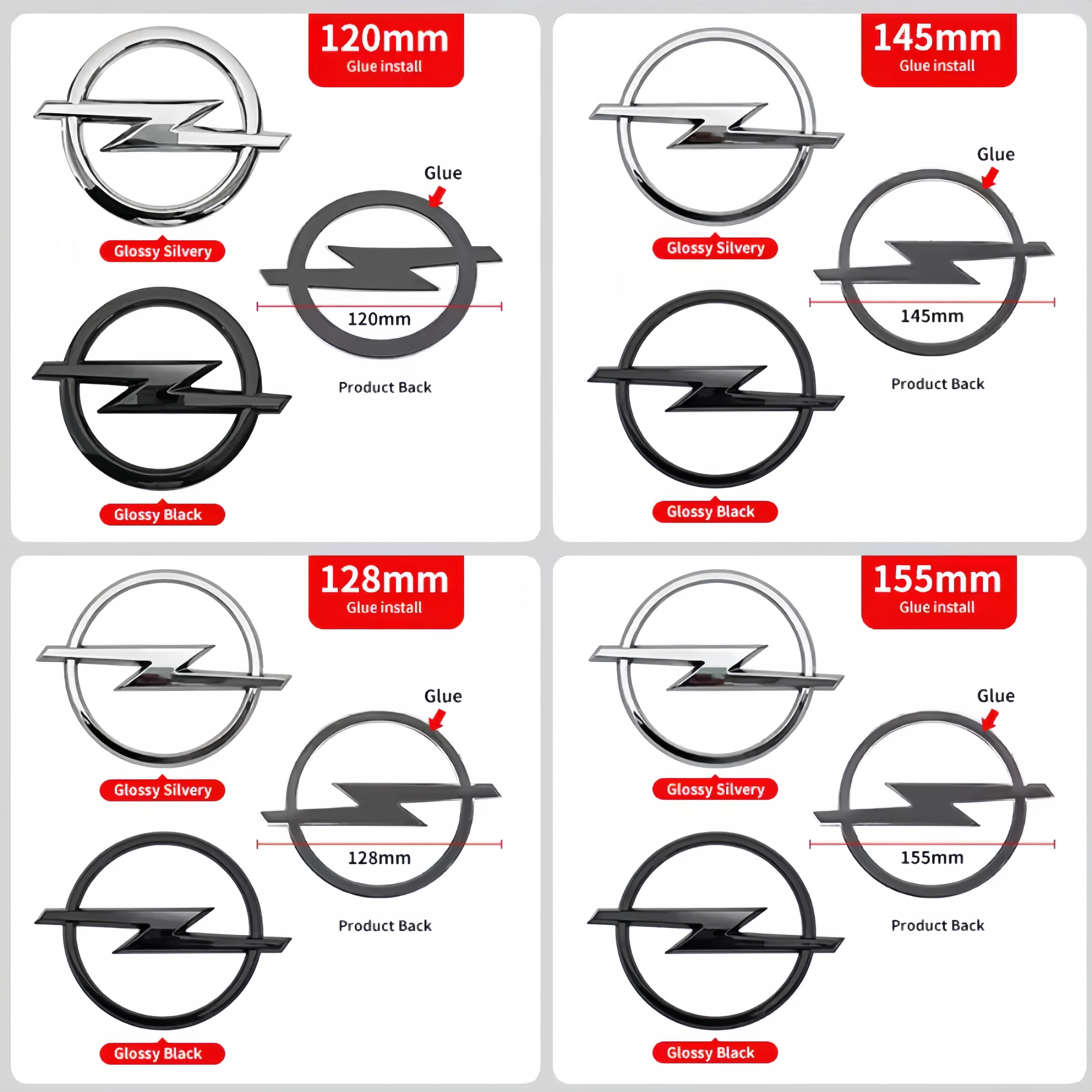 1개 3D ABS 자동차 전면 그릴 후드 보닛 엠블럼 리어 트렁크 범퍼 배지 로고 스티커 (오펠 아스트라 자피라 인시그니아 코르사 용)