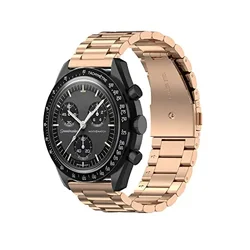 Elegant 20mm Stainless Steel Watch Bracelet with Metal Folding Buckle - Silver and Black - 20mm (Rose Gold)