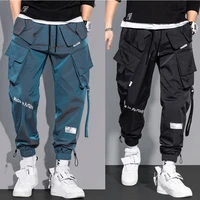Mince Streetwear pantalons décontractés hommes rubans sarouel Jogging pantalon mâle coupe ajustée printemps Cargo pantalon multi-poches femmes pantalon K1299 2
