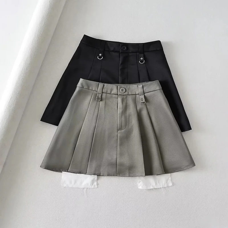 Women Pleated Mini Skirt With Pepping Underpants