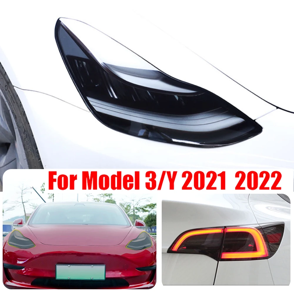 2 Pcs Car Front Headlamp Styling Sticker For Tesla Model 3 Y 2021 2022