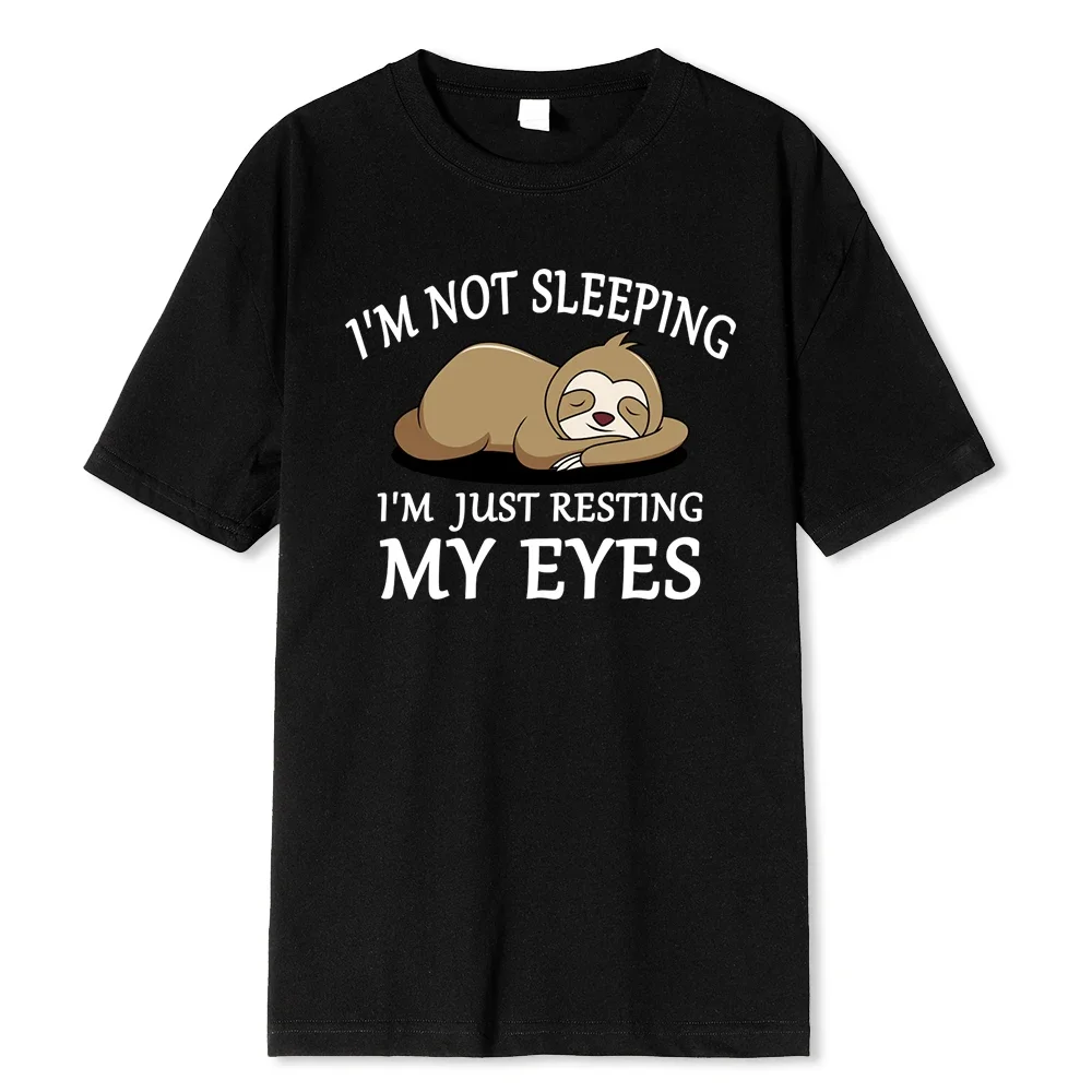 

Ленивец: я не сплю, я просто отдыхаю мои глаза, мужские футболки, модные дышащие футболки, свободная хлопковая футболка, брендовая одежда, футболка
