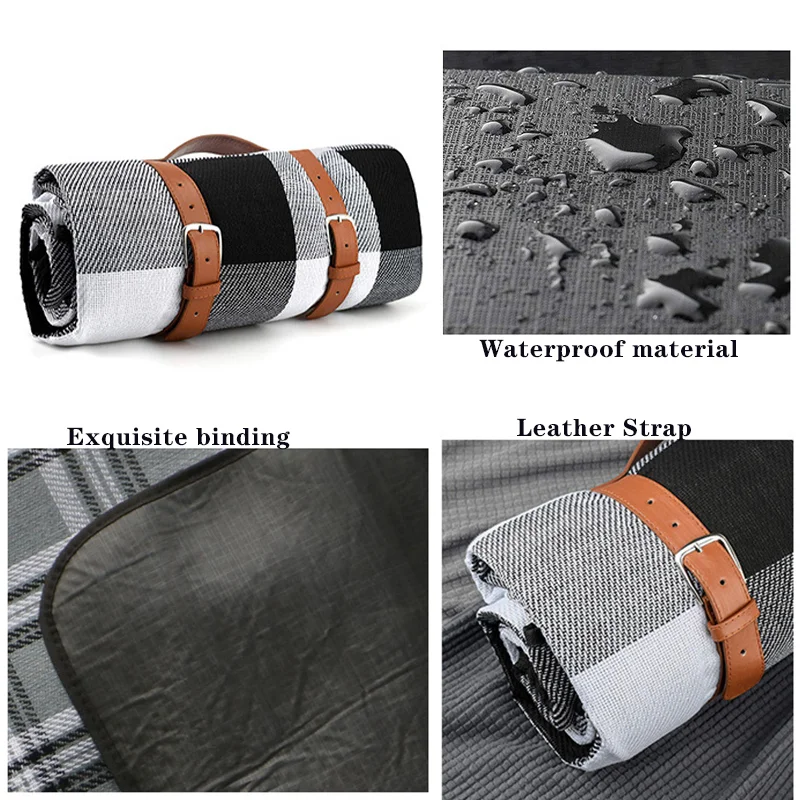 200x200cm Outdoor Picnic Blankets Mats Camping Foldable Pad Blankets with Leather Handle Waterproof Beach Camping Accessories 2