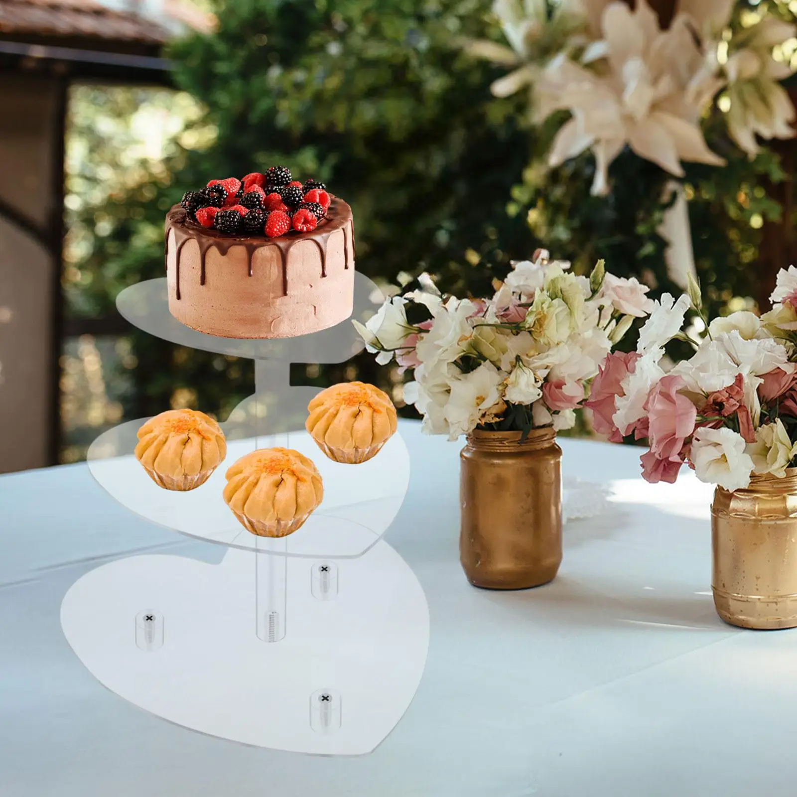 Cake Stand 3 Layer with Rod Feet Serving Tray Cupcake Stand Holder Dessert Candy Dish for Table Countertop Party Wedding Kitchen