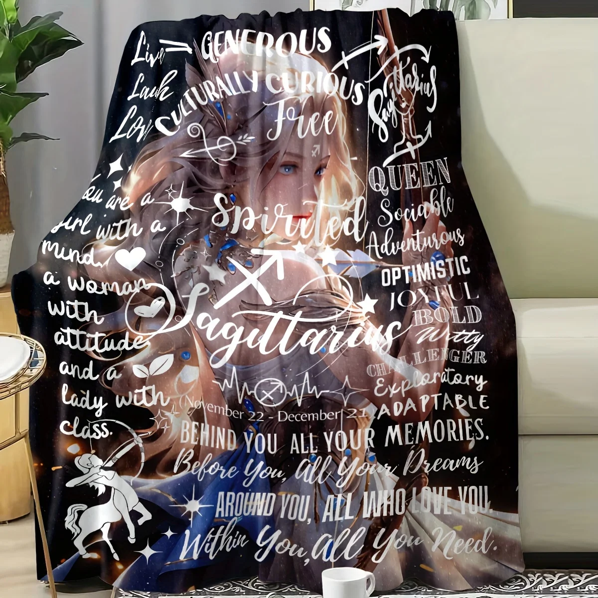 Sagittarius Inspirational Super Soft Blanket - Perfect for Astrology Enthusiasts, Stylish, Comfortable,and Ideal for Gift Giving 2