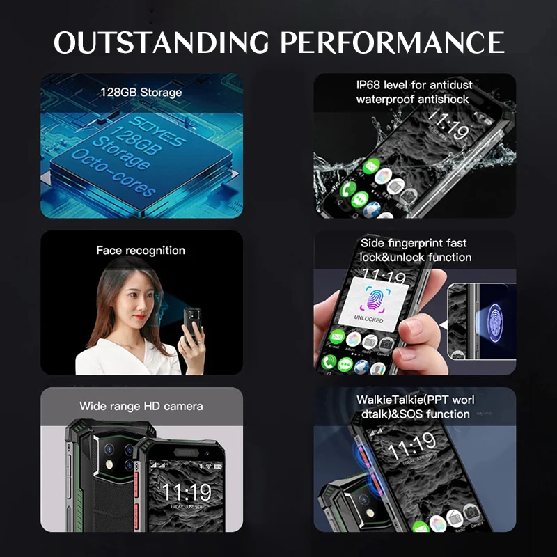 Soyes s10 Max-スマートフォン頑丈なミニ携帯電話,4GB RAM,64GB/128GB  ROM,オクタコア,2400mAhバッテリー,13MPカメラ,防水トップス,小型