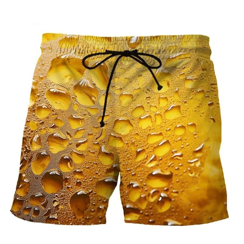 3D Print Funny Beer Beach Shorts For Men Hip Hop Cool Oversized Short Pants Summer Fashion Casual Swim Trunks Male Clothing 4