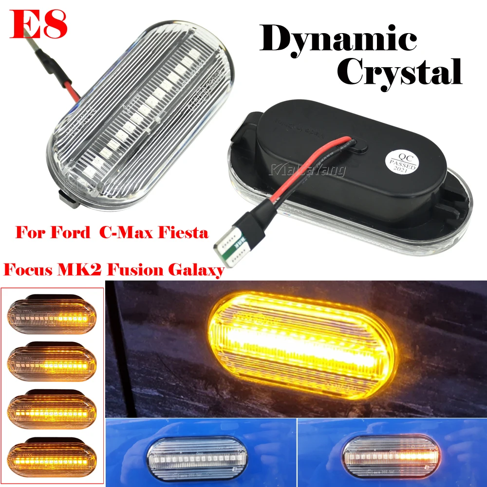 2PCS For Ford Fiesta 2002-up C-Max 2007-up Focus MK2 2004-2007 Galaxy LED Dynamic Side Marker Light Car Turn Signal Blinker Lamp - 34 - View #8