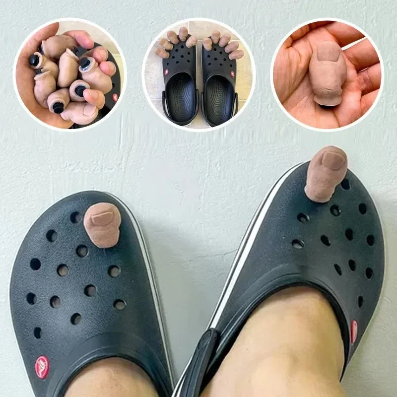 5/10Pcs Creative DIY Spoof Funny 3D Thumb Shoe Big Toe Sandal Decor Accessories Rubber Decorations Big Toe Shoe Buckle for Shoes