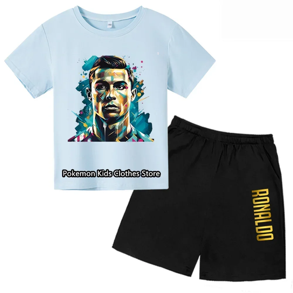 Tshirt Set Kids Summer Children Clothing Baby Boys Girls Clothing Children Sports Short Sleeve Fashion Ronaldo Jersey for Kids 4