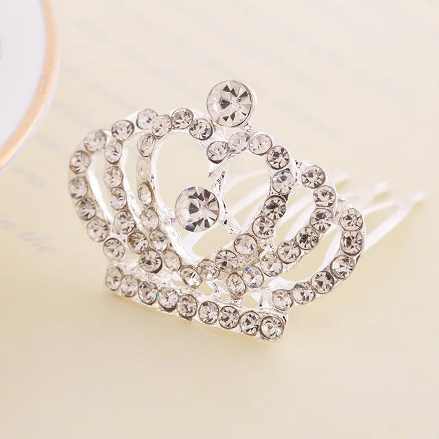 Children's Crown Headwear Girl's Korean Crown Birthday Show Princess Baby's Rhinestone Comb Hairpin Hair Clip Hair Jewelry
