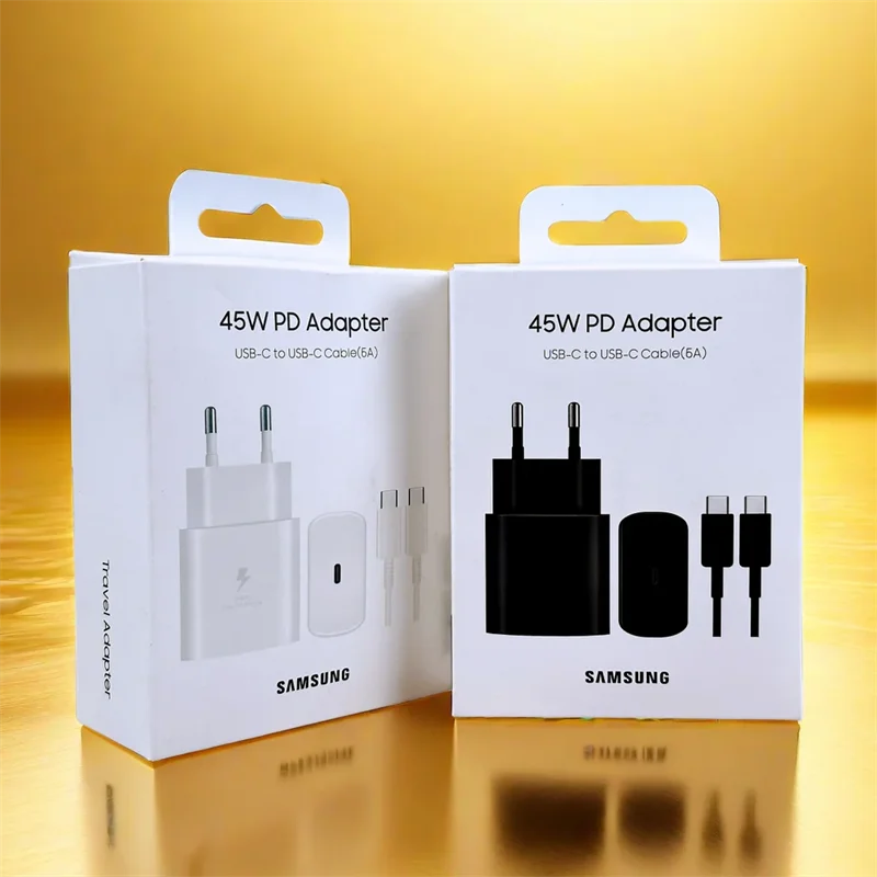 EP-TA845 Samsung 45W PD Super Fast Charger EU/US/UK Power Adapter 1M 5A USB Type-C Cable For Galaxy S25 S24 S23 S22 S21 FE Plus