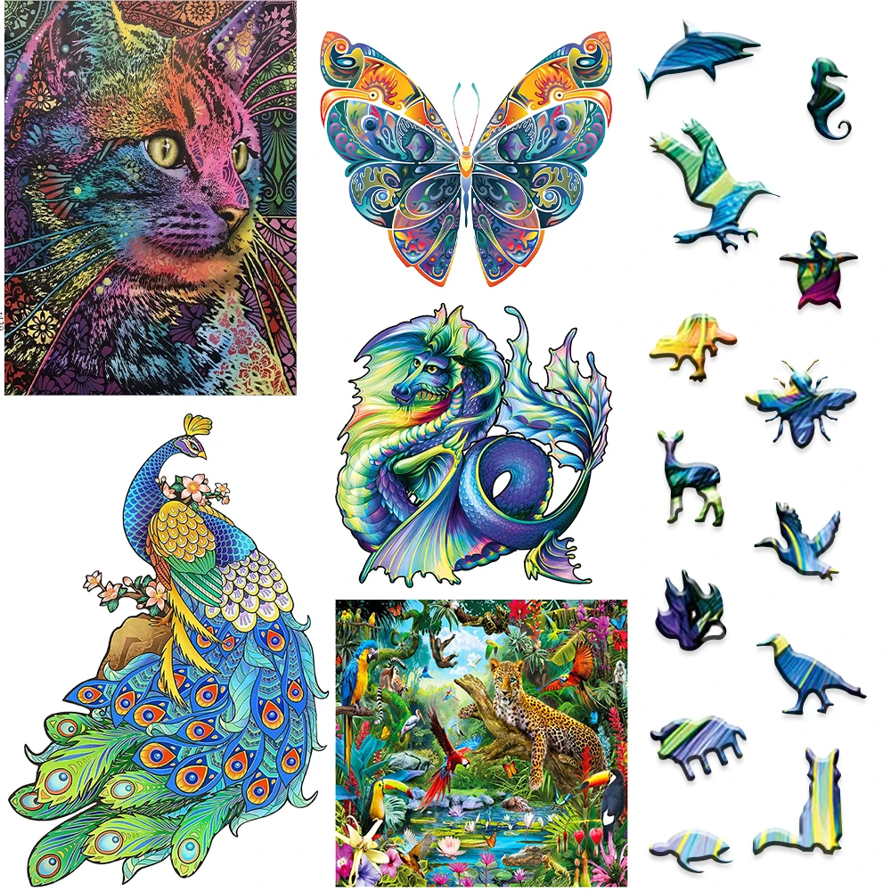 

Children Animal Wooden Puzzle Wooden Jigsaw Puzzle Board Games Educational Toys for Kids And Adults