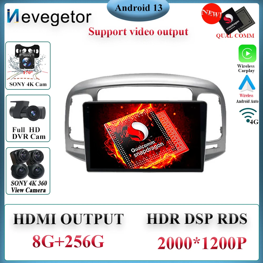 

Android 13 для Hyundai Accent 2008 2009 2010 2011 2Din мультимедийный плеер с GPS-навигацией головное устройство Apple Carplay