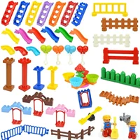 Big Building Blocks Slide Swing Seesaw Park Playground Series Large Pillar Bricks Children Kid Educational Toy Compatible Duploe 1