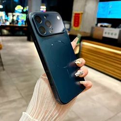 Luxury Matte Glass Lens Protection Case with Magnetic Shockproof Hard Cover - iPhone 16 (Deep Blue)